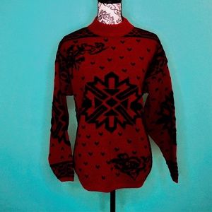 Vintage 80‘s Mock Turtleneck Magneta Snowflake